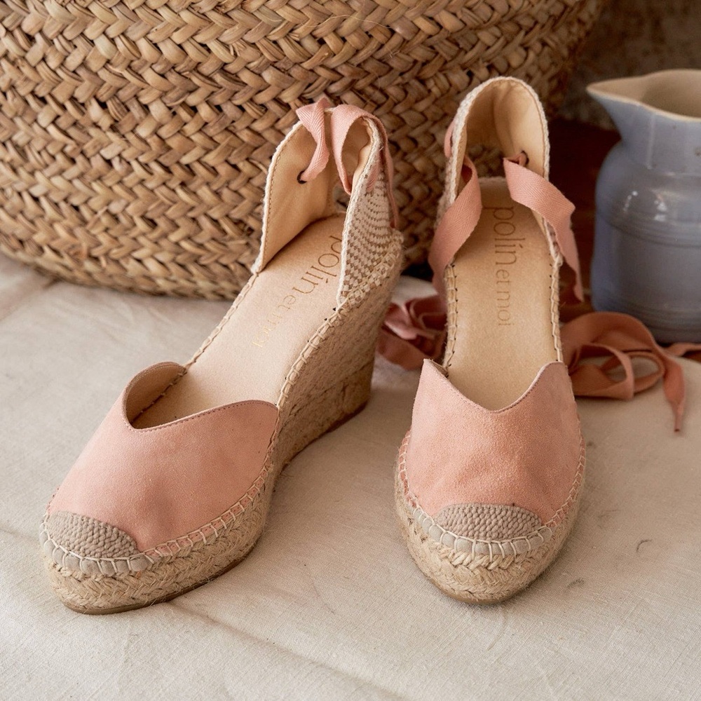 Elegant Pink Espadrille Wedge Sandals - Picture 2 of 2